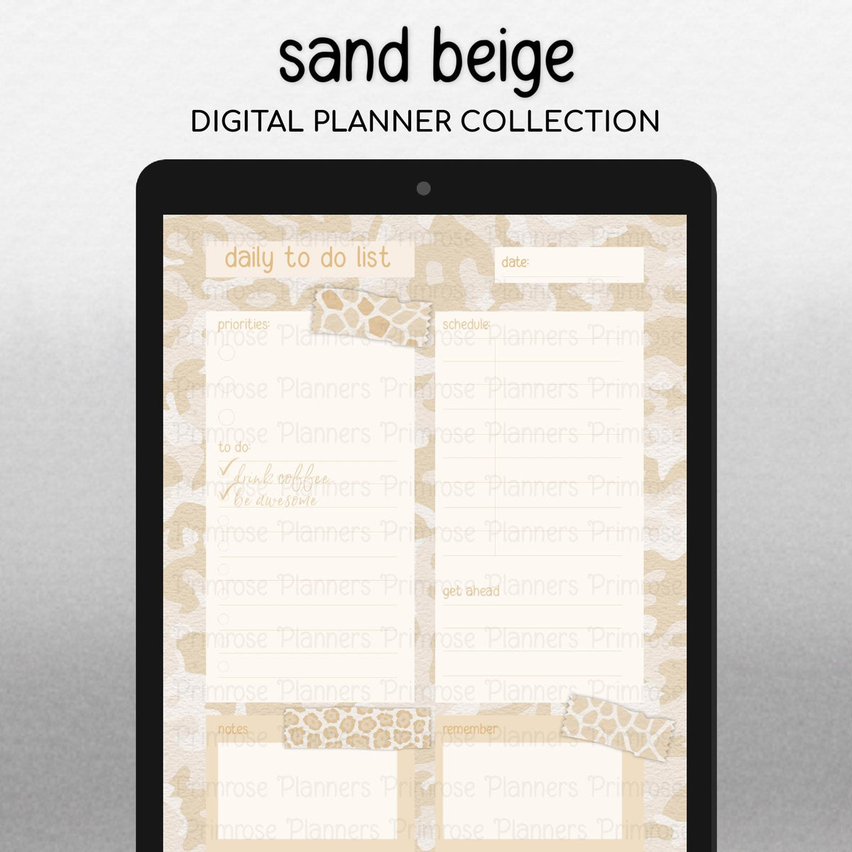 Tan Beige Camo & Leopard Print Digital Washi Tape GoodNotes Stickers