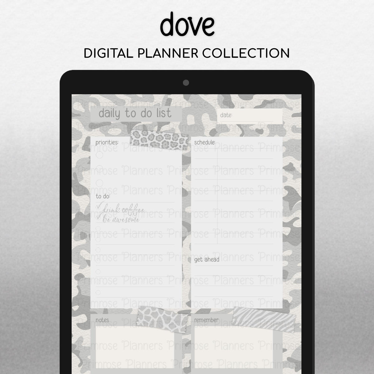Digital Washi Tape Stickers Neutral Camo & Animal Print GoodNotes