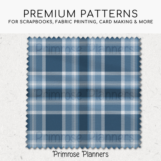Icy Blue Plaid Digital Paper, Winter Blue Seamless Patterns, Farmhouse Gingham Scrapbook Backgrounds, Minimalist Commercial Use