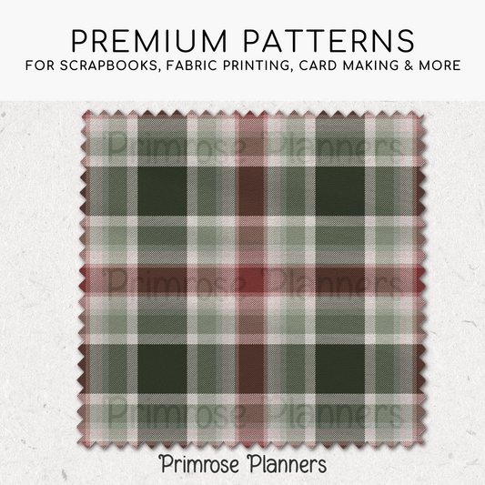 Blush Maroon & Sage Plaid Digital Paper, Christmas Seamless Patterns, Farmhouse Holiday Scrapbook Backgrounds, Commercial Use