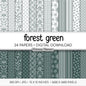Forest Green and White Digital Paper, Minimalist Boho Patterns, Dark Pine Scrapbooking, Winter & Woodland Print