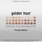 Golden Hour Procreate Palette & Photoshop Swatches, Warm Sunset Neutrals, Burnt Orange Copper Rust Beige, Hex Codes