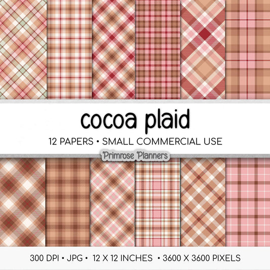 Chocolate Brown and Pink Patterns, Maroon Buffalo Check, Rustic Heart Day Backgrounds, Valentine Plaid Digital Paper, Commercial Use