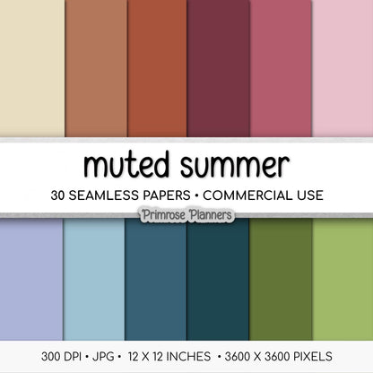 Muted Summer Backgrounds, Solid Color Digital Paper, Soft Warm Scrapbook Pages