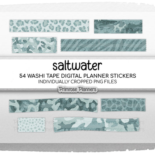 Muted Aqua Camo Digital Washi Tape Safari Animal Print GoodNotes