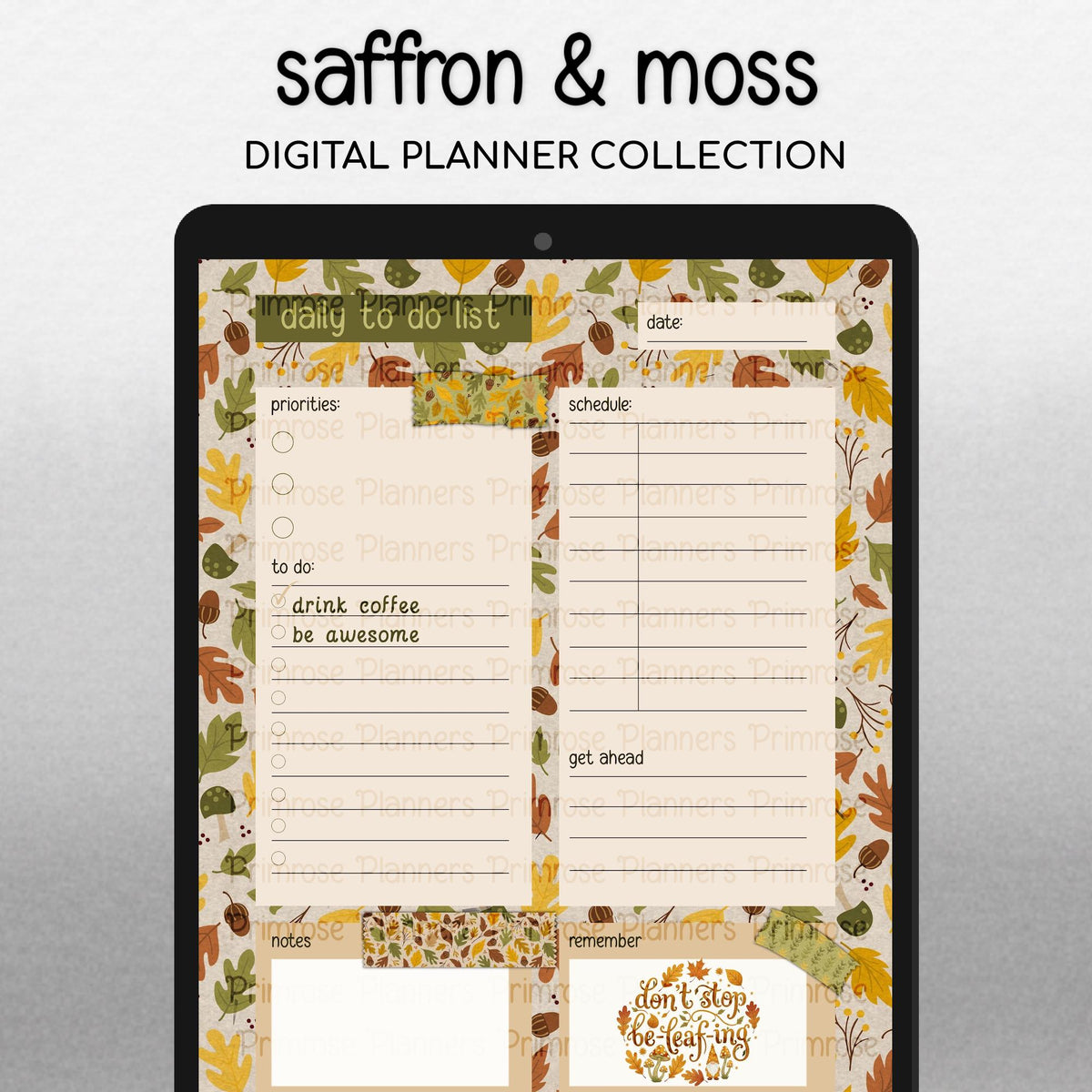 Autumn Forest Digital Paper | Seamless Fall Leaves, Mushrooms & Acorns | Earthy Burnt Orange and Moss Green | Printable Scrapbook Paper Pack