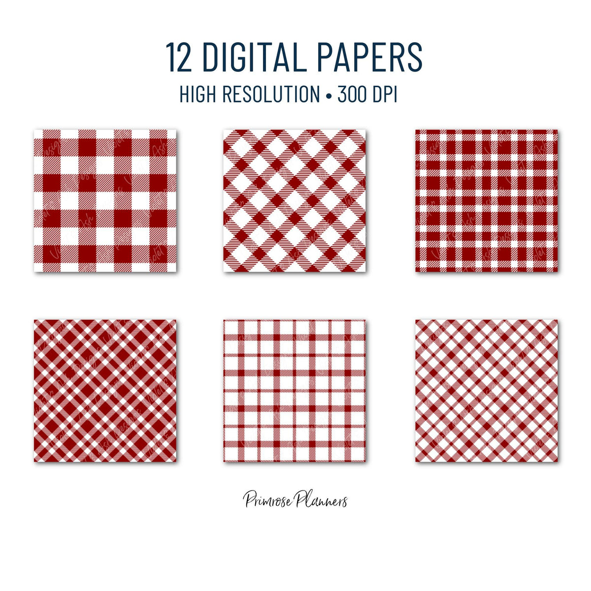Seamless Dark Red Plaid Digital Paper, Buffalo Check, White Tartan Patterns, Christmas Scrapbook, Commercial Use, 300 DPI