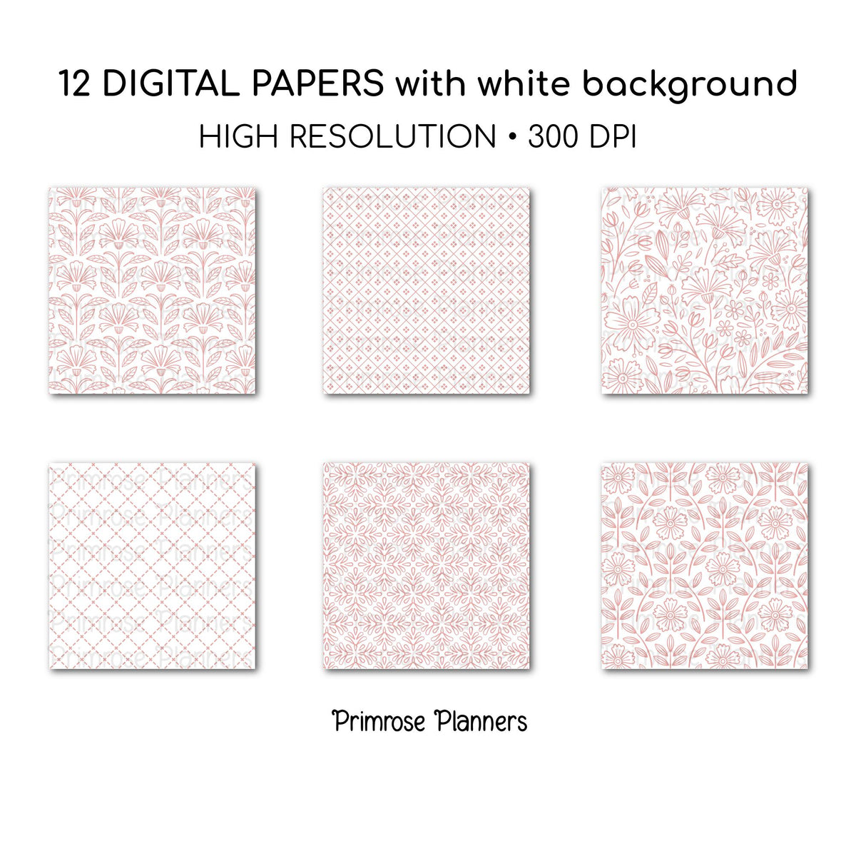 Peach and White Digital Paper, Minimalist Boho Patterns, Soft Apricot Scrapbooking, Spring & Nursery Print