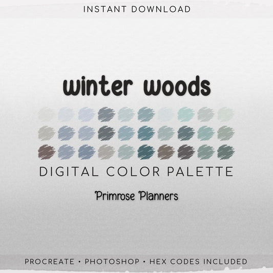 Winter Woods Digital Color Palette - Color Chart | Goodnotes Tool | iPad Procreate | Digital Download | Winter Color Palette | HEX Codes