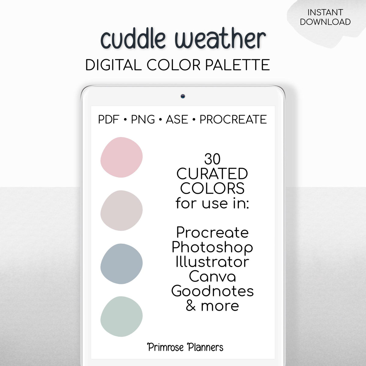 Procreate Color Palette Muted Winter | Pink Brown Blue Green Swatches | Cozy Earthy Boho Digital Art | iPad Drawing Tools