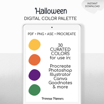 Halloween Digital Color Palette - Color Chart | Goodnotes Tool | iPad Procreate | Digital Download | Halloween Color Palette | HEX Codes