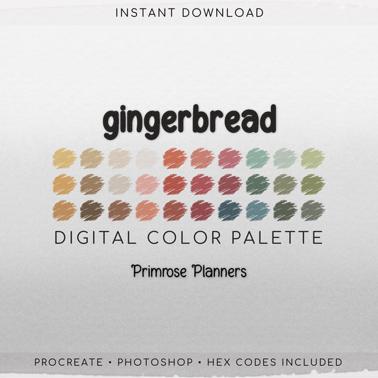 Gingerbread Digital Color Palette - Color Chart | Goodnotes Tool | iPad Procreate | Digital Download | Holiday Color Palette | HEX Codes