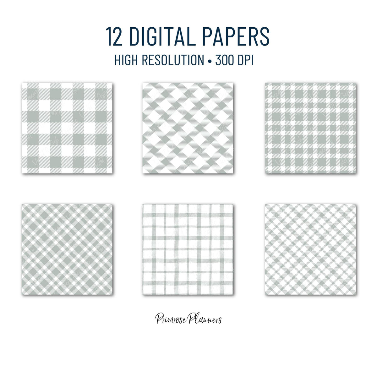 Seamless Grey Plaid Digital Paper, Buffalo Check, Light Gray Tartan Patterns, Modern Farmhouse, Commercial Use, 300 DPI