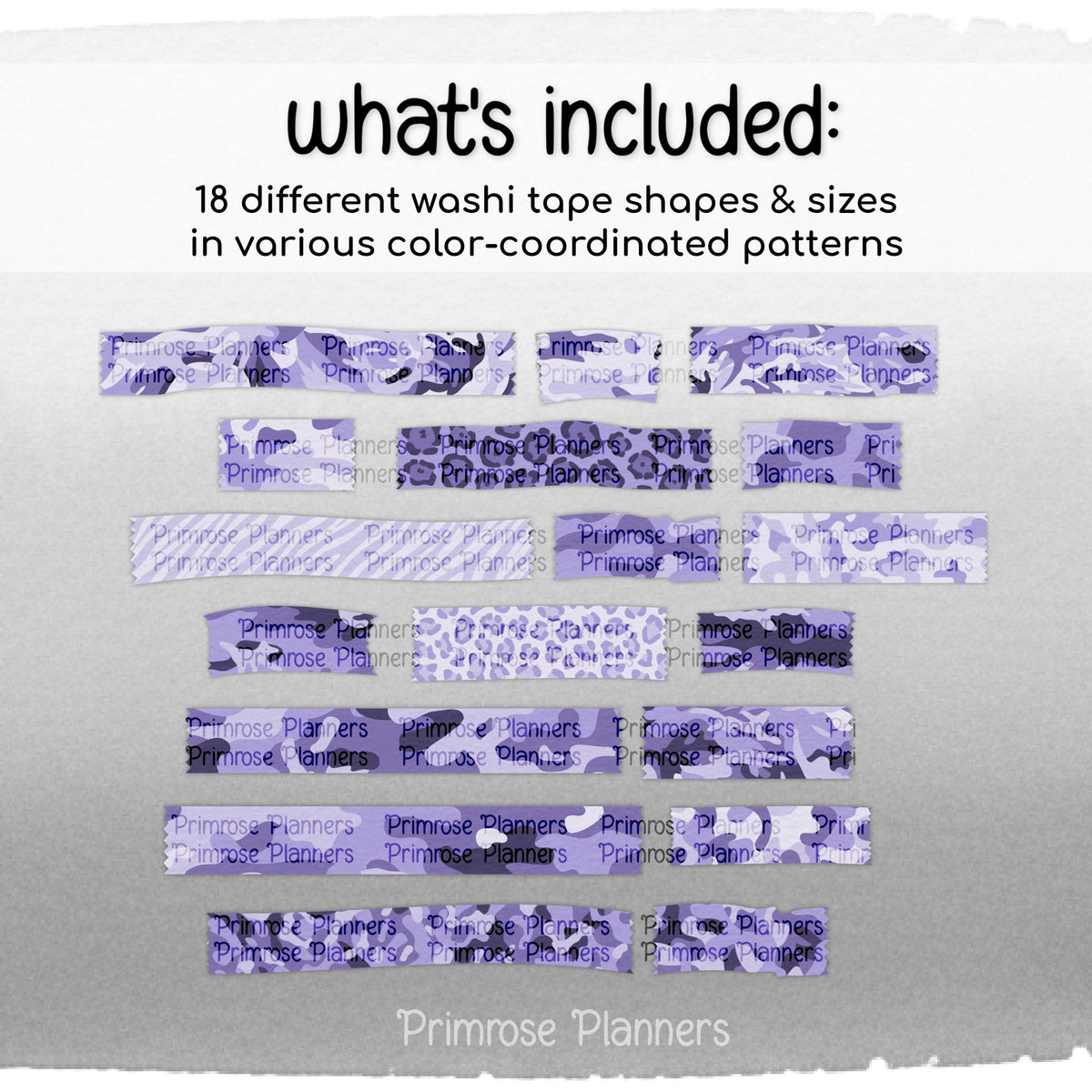 Lavender Safari Animal Print & Camo Digital Washi Tape Planner Stickers