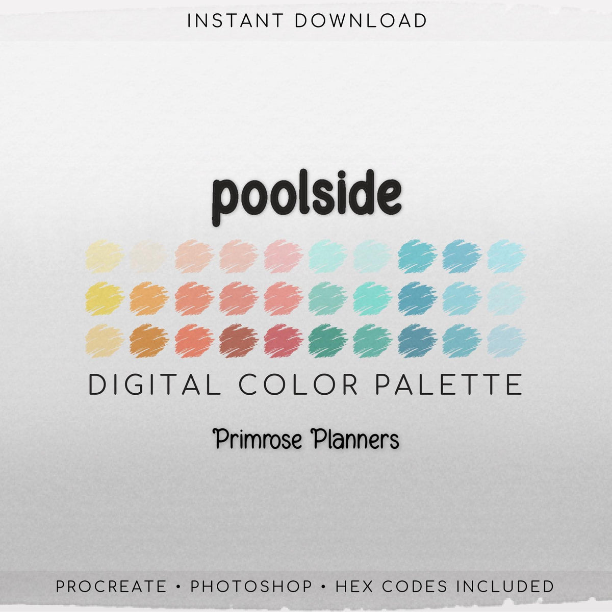 Poolside Digital Color Palette - Color Chart | Goodnotes Tool | iPad Procreate | Digital Download | Summer Color Palette | HEX Codes