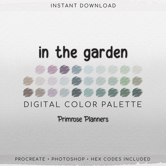 Garden Procreate Color Palette | Sage Green Mauve Lavender Swatches | Cottagecore Botanical Earthy iPad Colors