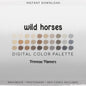 Wild Horse Procreate Palette & Photoshop Swatches, Western Equine Neutrals, Beige Tan Brown Gray Cream, Mustang, Hex Codes