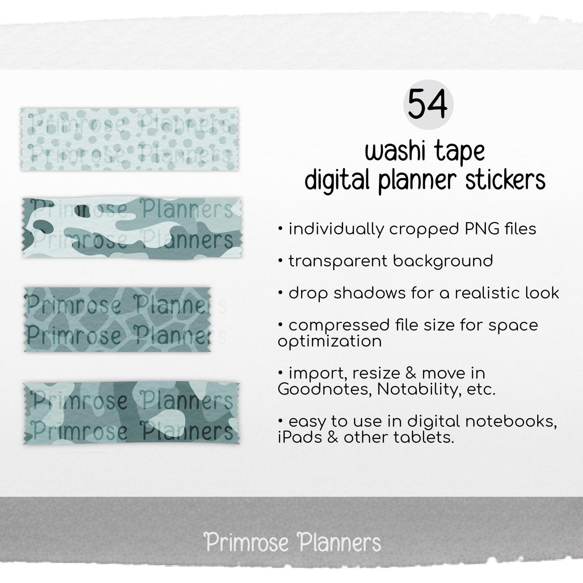 Muted Aqua Camo Digital Washi Tape Safari Animal Print GoodNotes