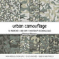Urban Camouflage Digital Paper, Grey Black White Army Pattern, Scrapbook Backgrounds (Instant Download)