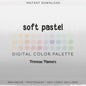 Soft Pastel Procreate Palette & Photoshop Swatches, Dreamy Rainbow Yellow Pink Purple Aqua Green, Spring Easter, Hex Codes