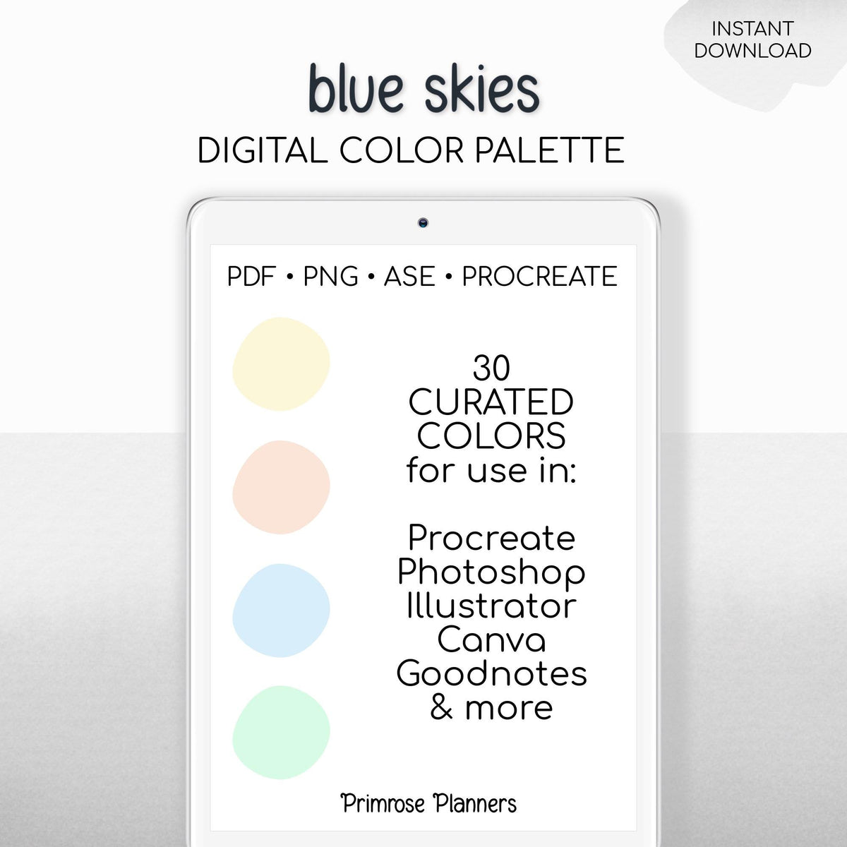Pastel Rainbow Procreate Palette & Photoshop Swatches, Soft Sky Blue Summer Colors, Dreamy Aesthetic, Hex Codes, Digital Art