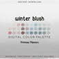 Winter Blush Procreate Palette & Photoshop Swatches, Muted Mauve Tan Taupe Sage Neutral Blue, Boho Snow, Hex Codes