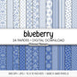 Blueberry and White Digital Paper, Minimalist Boho Patterns, Deep Country Blue Scrapbooking, Farmhouse & Kitchen Print