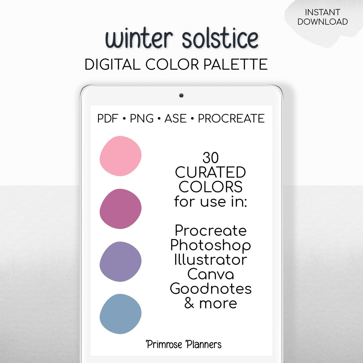 Winter Solstice Procreate Palette & Photoshop Swatches, Hazy Pale Yellow Pink Purple Blue, Dreamy Sunset, Hex Codes