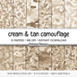 Cream Tan Camouflage Digital Paper, Neutral Scrapbook Background (Instant Download)