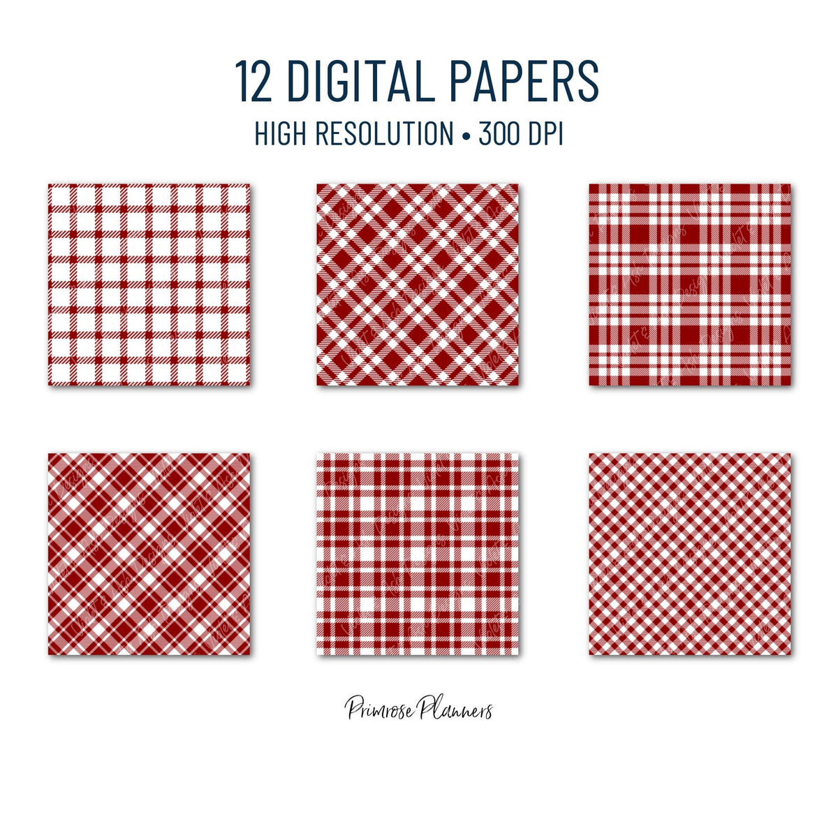 Seamless Dark Red Plaid Digital Paper, Buffalo Check, White Tartan Patterns, Christmas Scrapbook, Commercial Use, 300 DPI