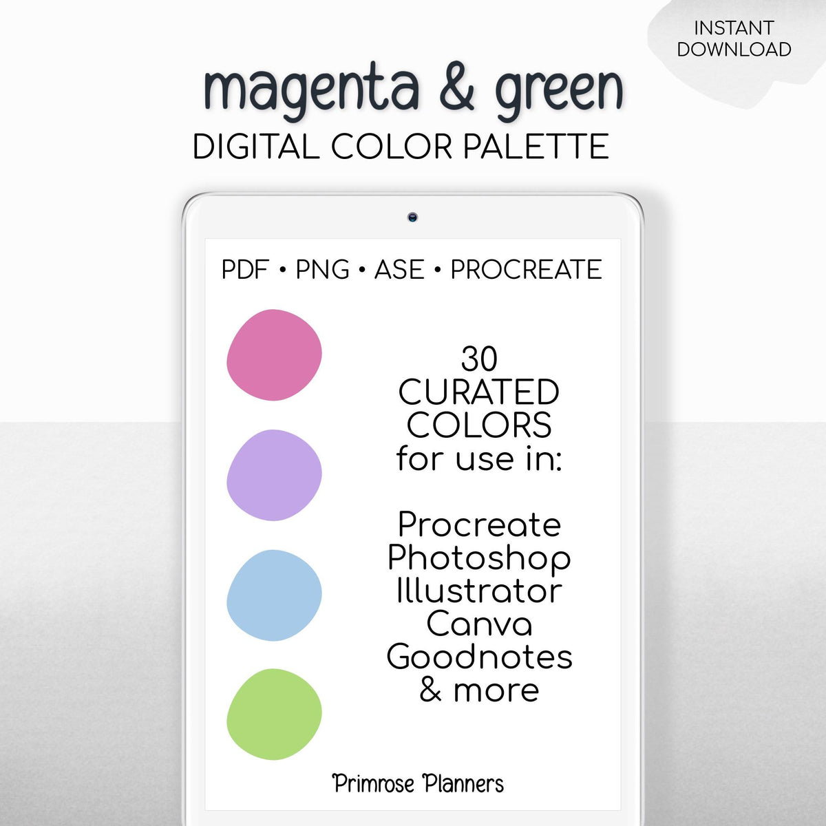 Vibrant Summer Procreate Palette & Photoshop Swatches, Bright Magenta Purple Teal Lime Green, Tropical, Hex Codes, Digital Art