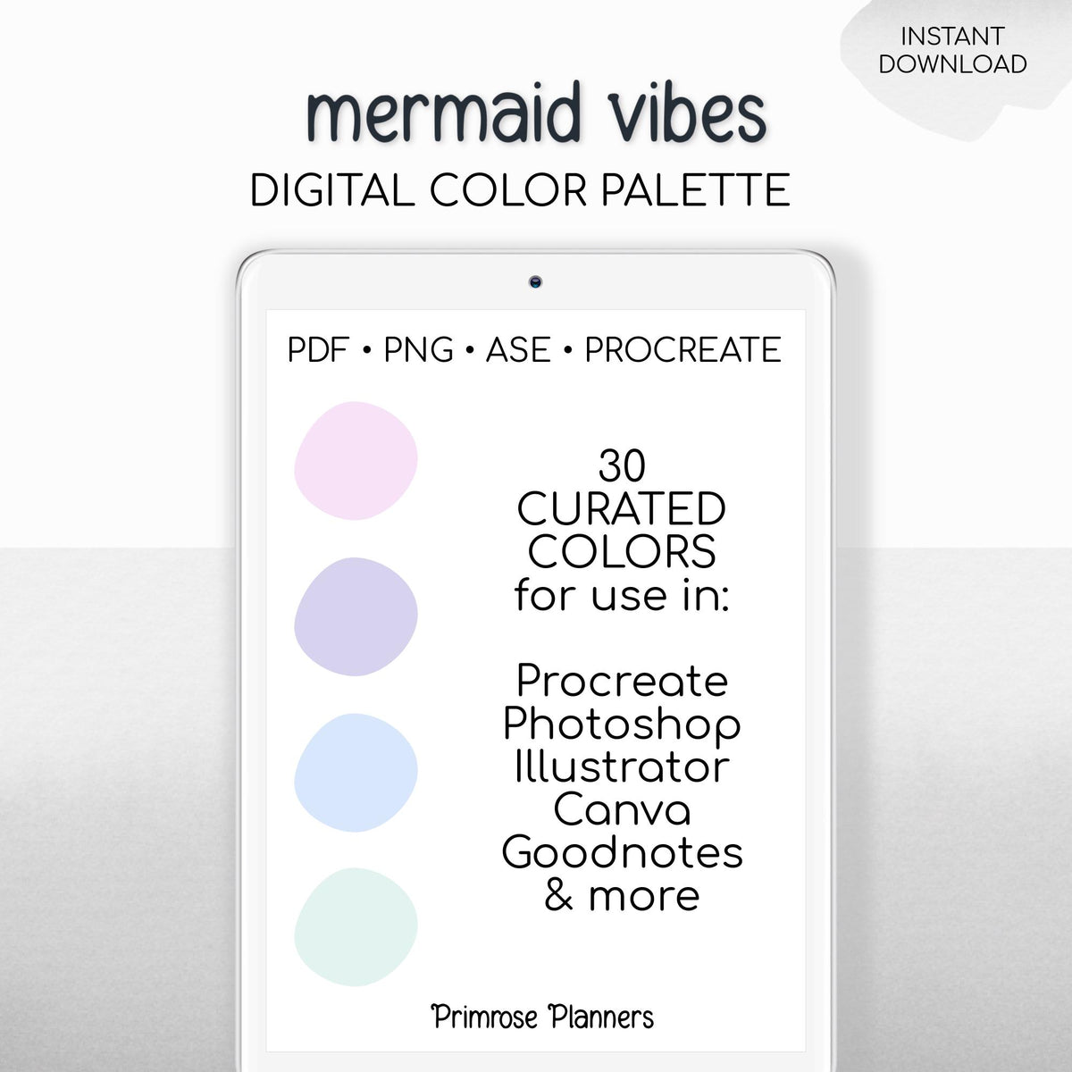 Pastel Mermaid Procreate Palette | Pink Purple Aqua Blue Green Swatches | Fantasy Ocean iPad Colors