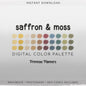Boho Autumn Procreate Palette & Photoshop Swatches, Saffron Yellow Maroon Olive Green Teal, Retro Fall, Hex Codes