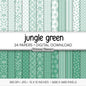 Emerald Green Digital Paper | Minimal Floral & Geometric Patterns | Jungle Green, White | Printable Scrapbook Backgrounds