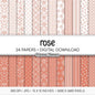 Rose Red Digital Paper, Minimal Boho Floral Patterns, Berry Red & White Scrapbook Paper, Romantic Botanical Background