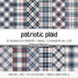 Patriotic Plaid Digital Paper, Red White Navy Blue, Seamless Americana Tartan, Nautical Lake House Patterns, Commercial Use, 300 DPI