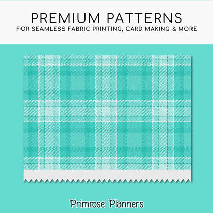 Seamless Tropical Turquoise Plaid Digital Paper, Bright Aqua White Buffalo Check, Summer Ocean Backgrounds, Beach Vacation, Commercial Use