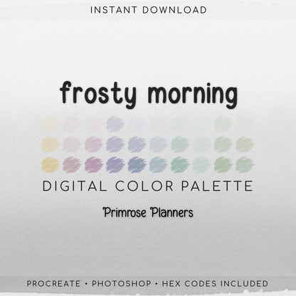 Procreate Color Palette Muted Winter Pastels | Pink, Purple, Aqua, Blue | Soft Frosty iPad Swatches