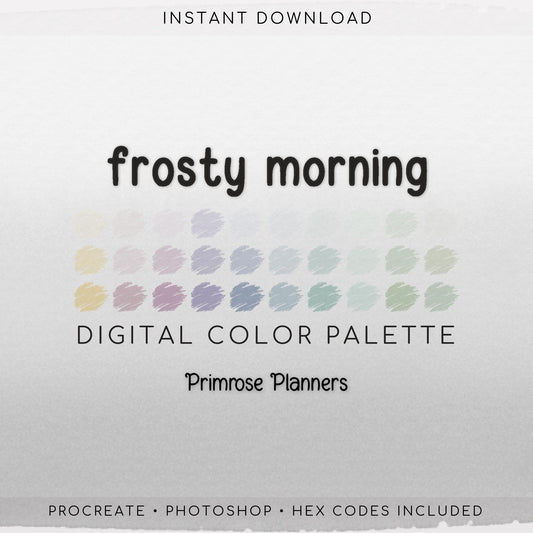 Procreate Color Palette Muted Winter Pastels | Pink, Purple, Aqua, Blue | Soft Frosty iPad Swatches