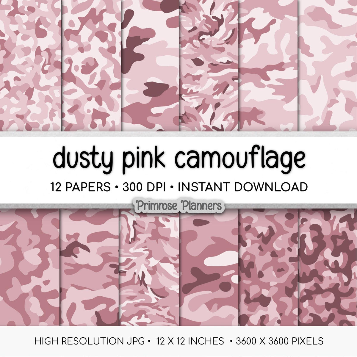 Dusty Pink Camouflage Digital Paper Pack (Instant Download)