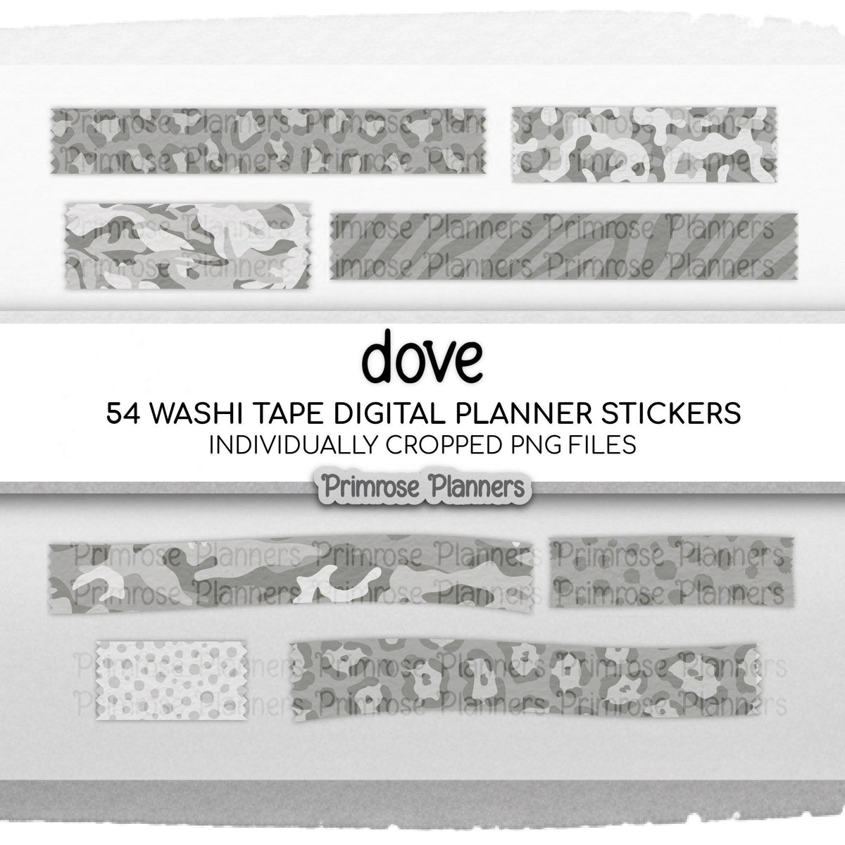 Digital Washi Tape Stickers Neutral Camo & Animal Print GoodNotes