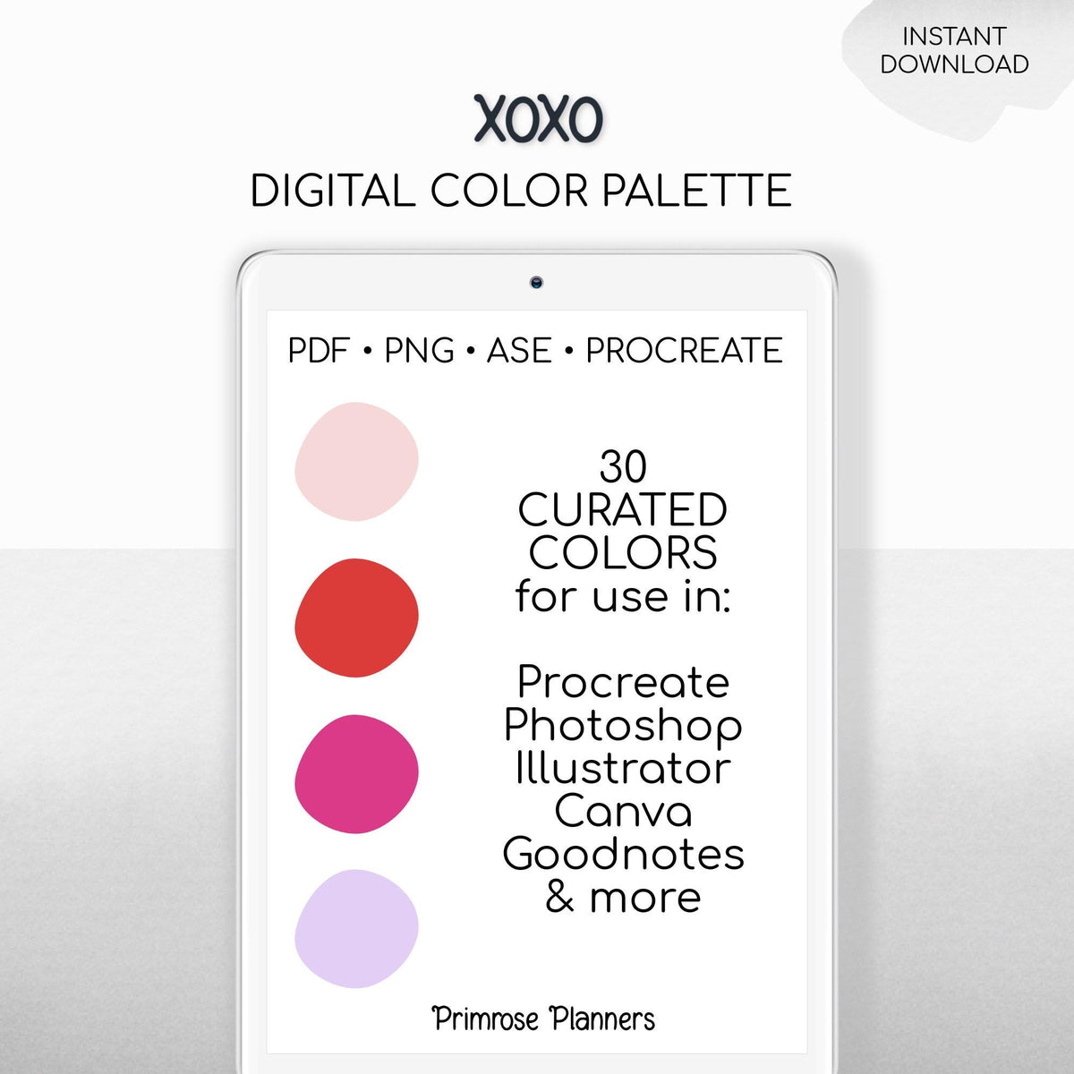Bold Valentine Procreate Palette & Photoshop Swatches, Poppy Red Maroon Magenta Purple, Romantic Berry, Hex Codes