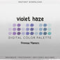 Hazy Cool Procreate Palette & Photoshop Swatches, Dreamy Violet Purple Blue Aqua, LoFi Clouds, Hex Codes