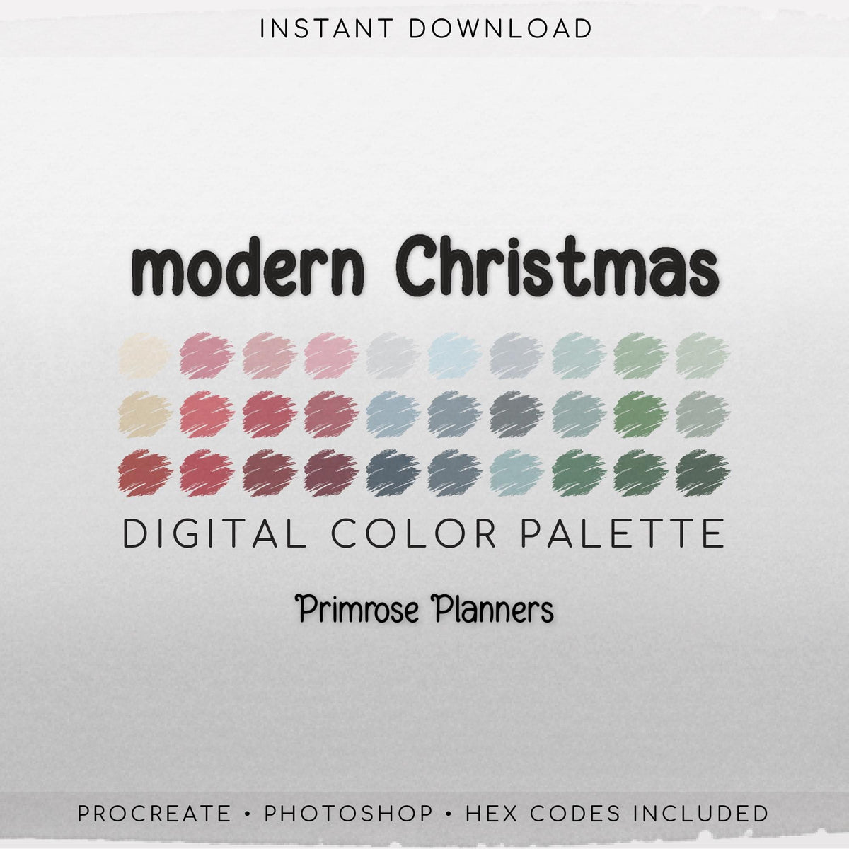 Modern Christmas Digital Color Palette - Color Chart | Goodnotes Tool | Procreate | Digital Download | Holiday Color Palette | HEX Codes
