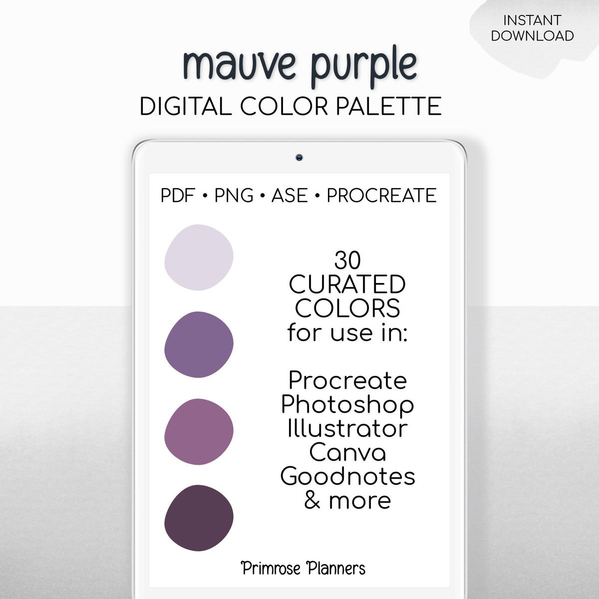 Muted Mauve Procreate Palette | Sage Green, Dark Blue Swatches | Dusty Boho Earthy iPad Colors
