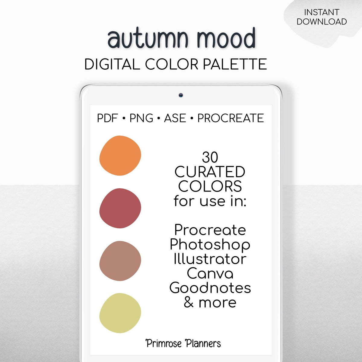 Autumn Procreate Palette & Photoshop Swatches | Orange Mauve Teal HEX Codes | Multi-Use Digital Color Files