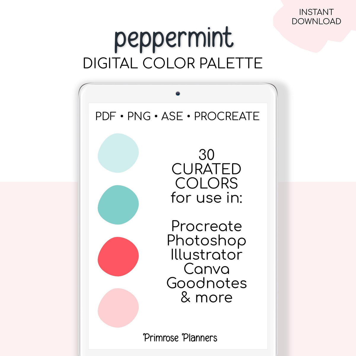 Peppermint Digital Color Palette - Color Chart | Goodnotes Tool | iPad Procreate | Digital Download | Winter Color Palette | HEX Codes