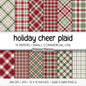 Christmas Digital Paper, Red and Green Plaid, Buffalo Check Texture, Holiday Tartan Printable, Commercial Use Backgrounds for Card Making