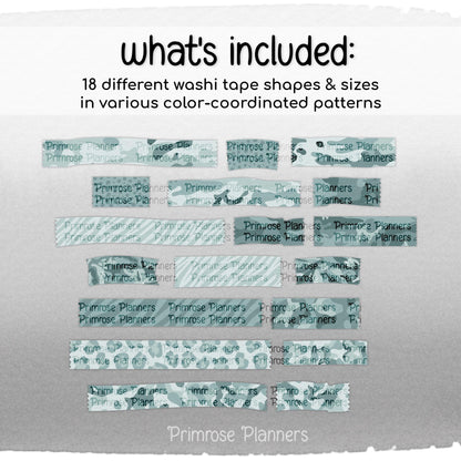 Muted Aqua Camo Digital Washi Tape Safari Animal Print GoodNotes