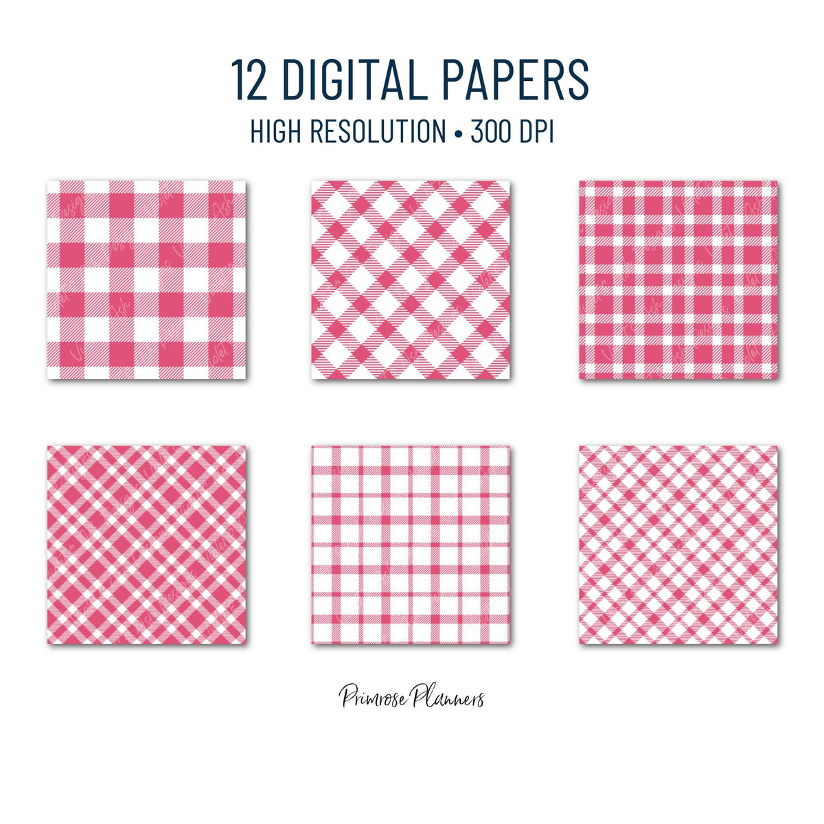 Seamless Azalea Hot Pink Plaid Digital Paper, Buffalo Check, Fuchsia Tartan Patterns, Preppy Scrapbook, Commercial Use, 300 DPI